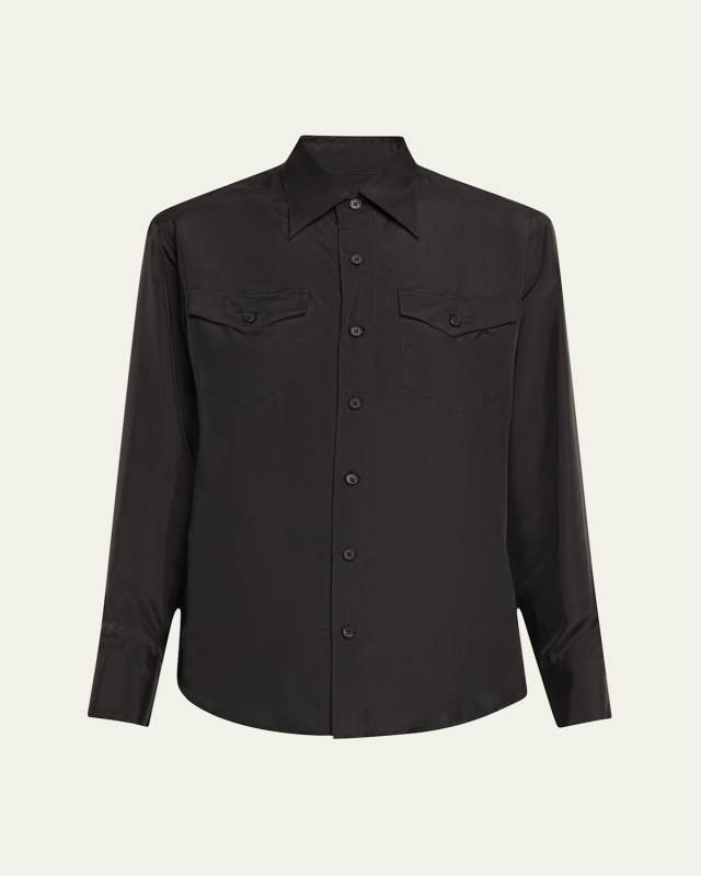 Silk Button-Front Shirt